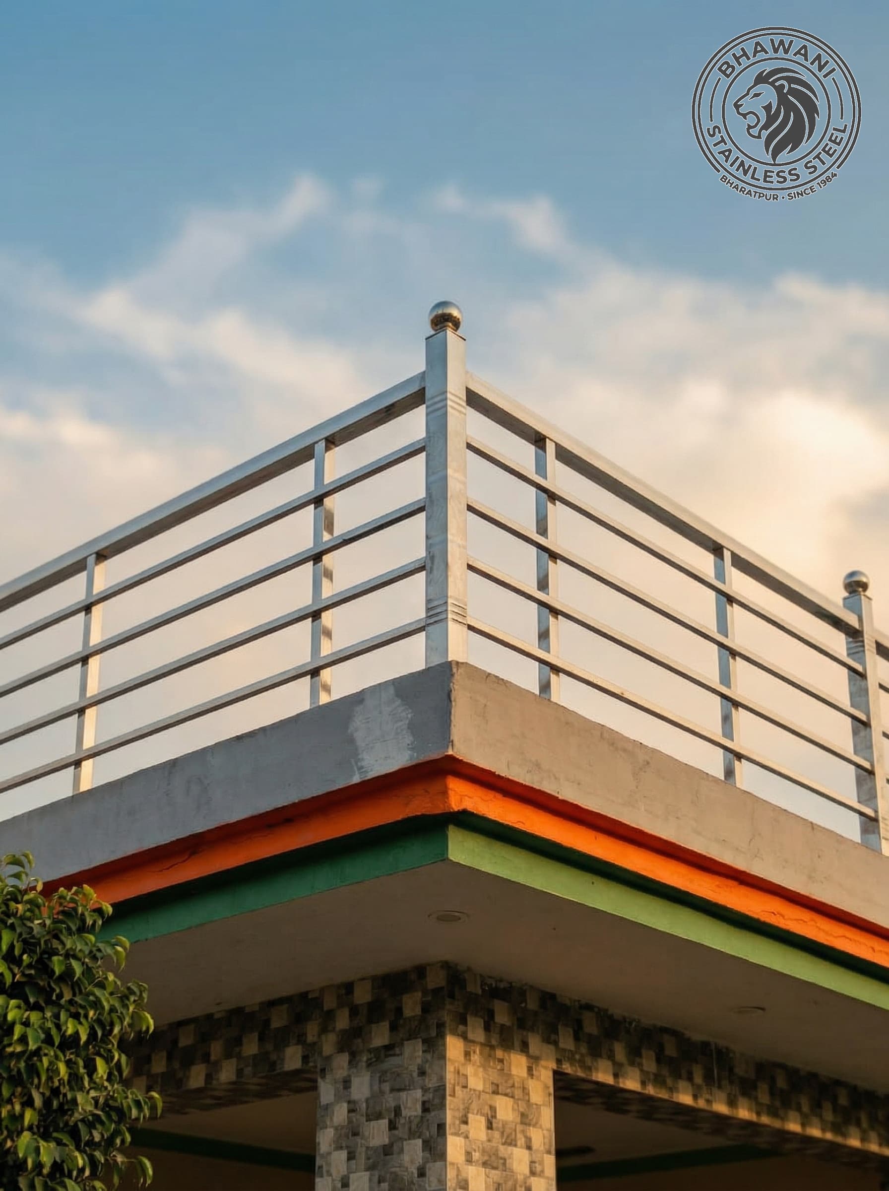 Modern stainless steel railing design in Bharatpur
