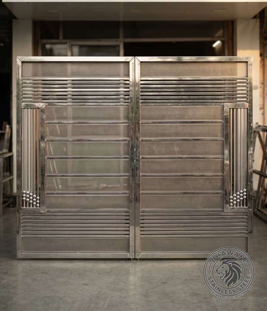 Stainless steel main gate & grill — project 8