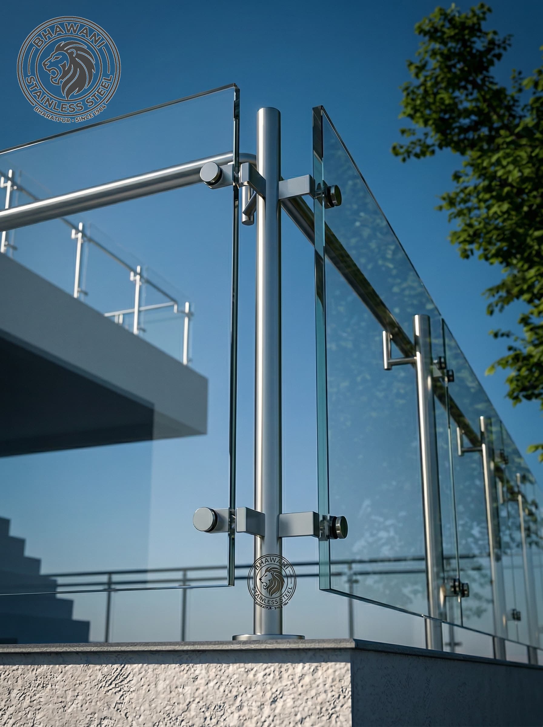 Modern stainless steel railing design in Jaipur & Bharatpur by Bhawani Steels Showroom display